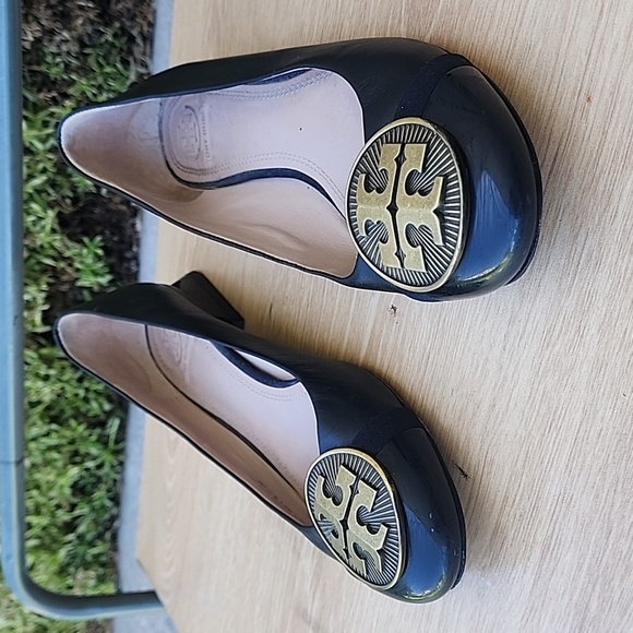 TORY BURCH Black Minnie Embellished Ballerina Low Block Heels #33634 Size 8 - Picture 2 of 12